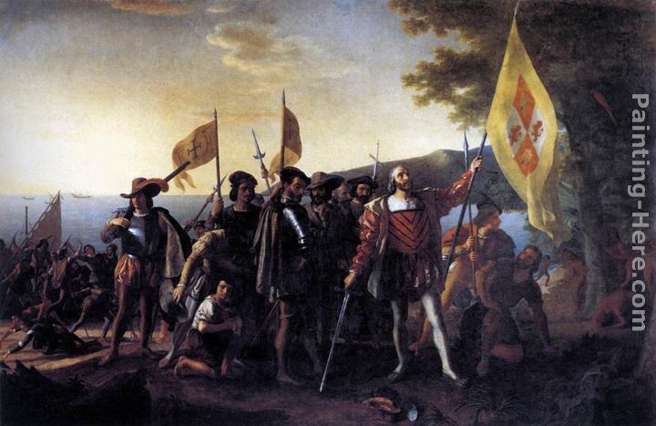 Columbus Landing at Guanahani, 1492 painting - John Vanderlyn Columbus Landing at Guanahani, 1492 art painting